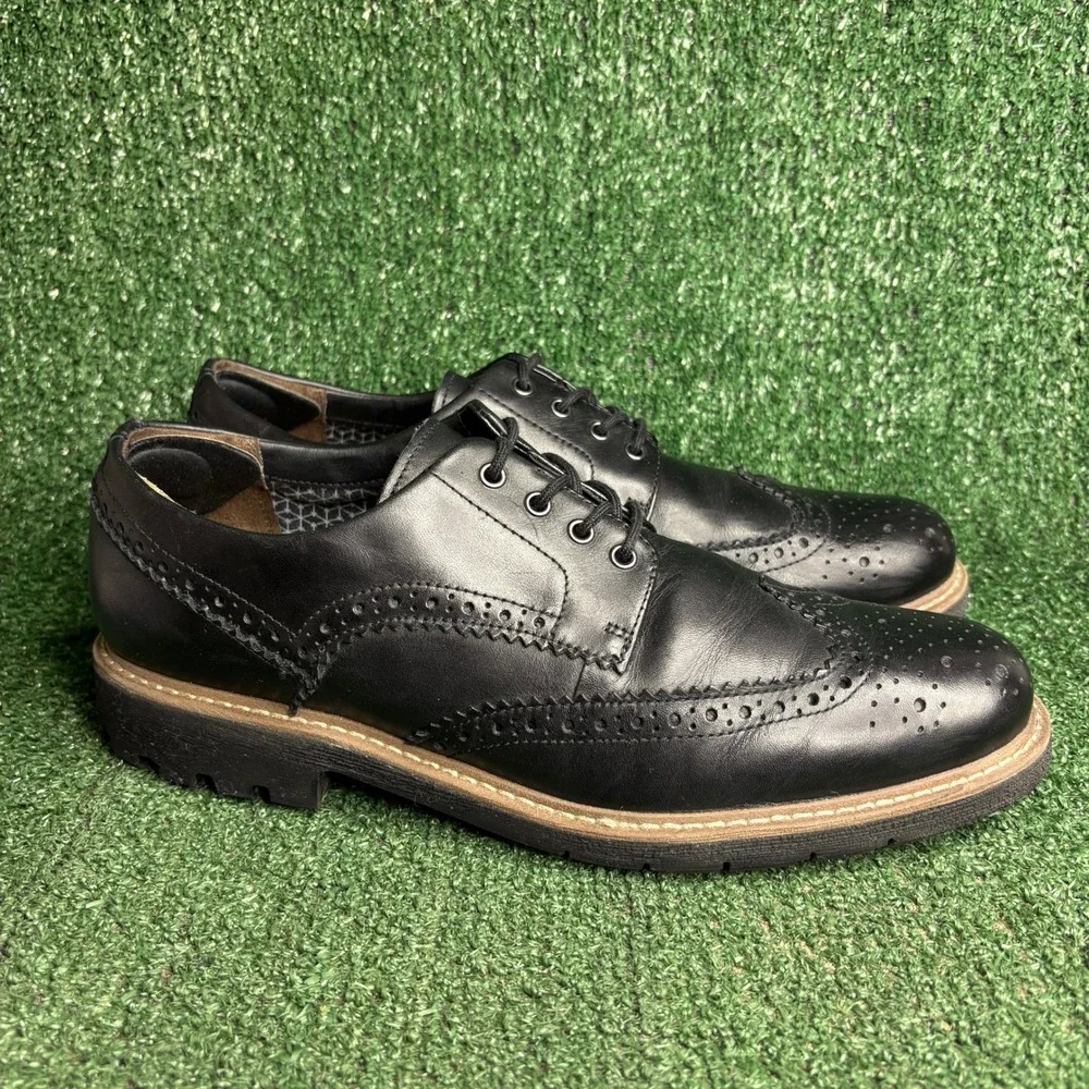 Clarks Batcombe Wing Leather Brogue Lace Up Lug Sole Oxford Black Mens Size 12 M